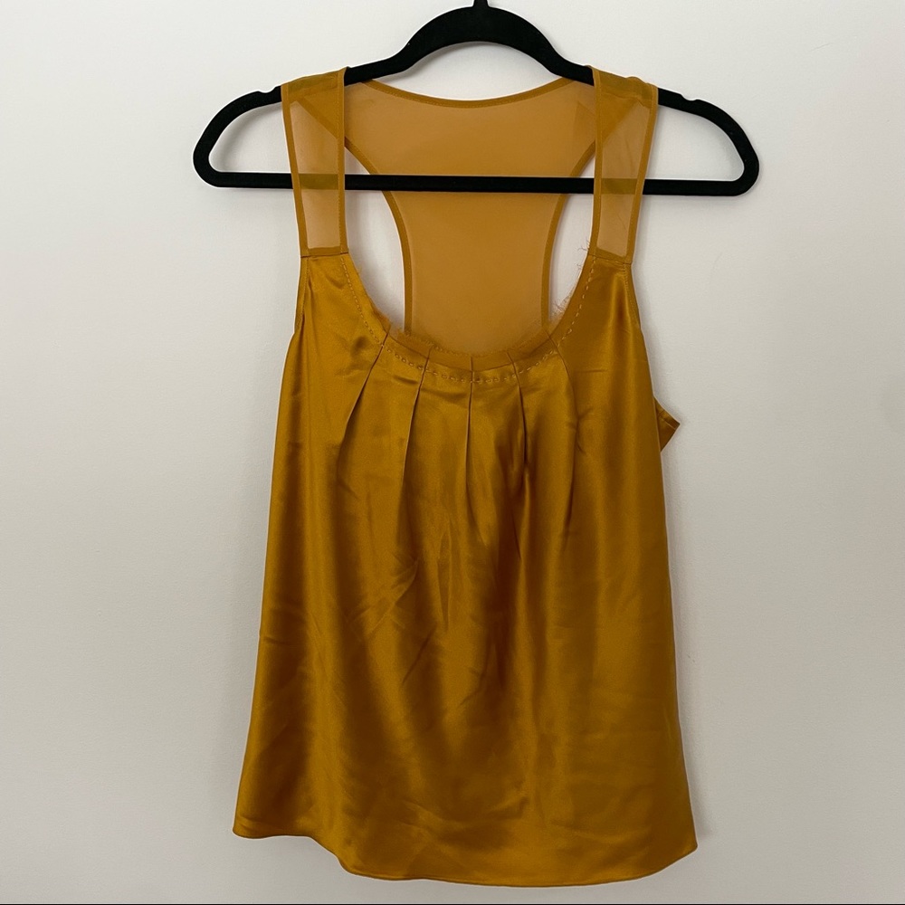 Club Monaco gold silk racerback tank